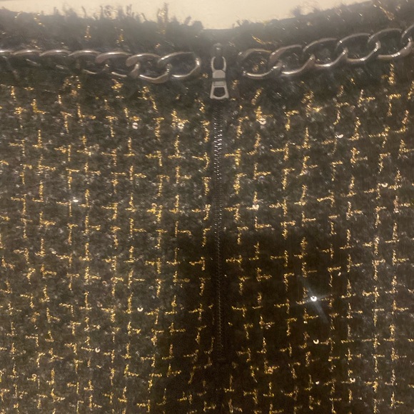 alice + olivia jalen black tweed glitter Chain Miniskirt size 12 - Picture 12 of 14